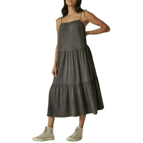 NWT Lucky Brand Women's Tiered Cami Cotton Maxi Dress - Picture 2 of 6